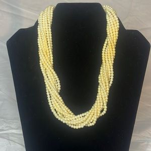 Faux pearl twisted strand necklace